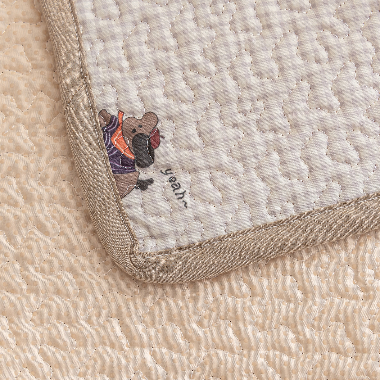 91家纺网 家纺一手货源 找家纺 拾小柒 2025年新款全棉双层纱床护垫纯棉防滑床盖床褥子软床垫 格子狗米