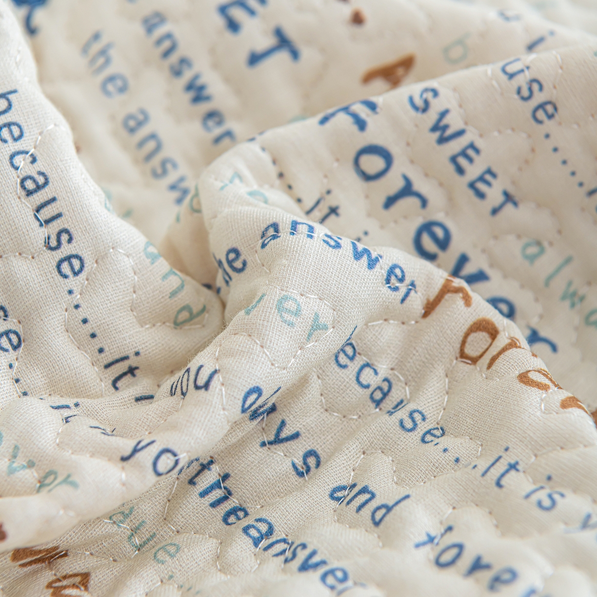 91家纺网 家纺一手货源 找家纺 拾小柒 2025年新款全棉双层纱床护垫纯棉防滑床盖床褥子软床垫 英文象蓝