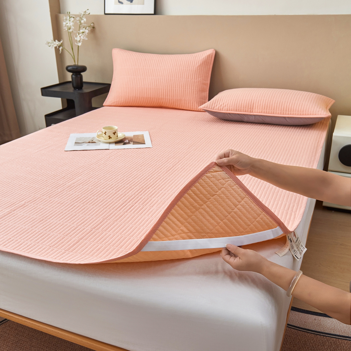 91家纺网 家纺一手货源 找家纺 （总）拾小柒 2025新款A类全棉水洗棉床盖防水隔尿床护垫防滑隔脏姨妈垫