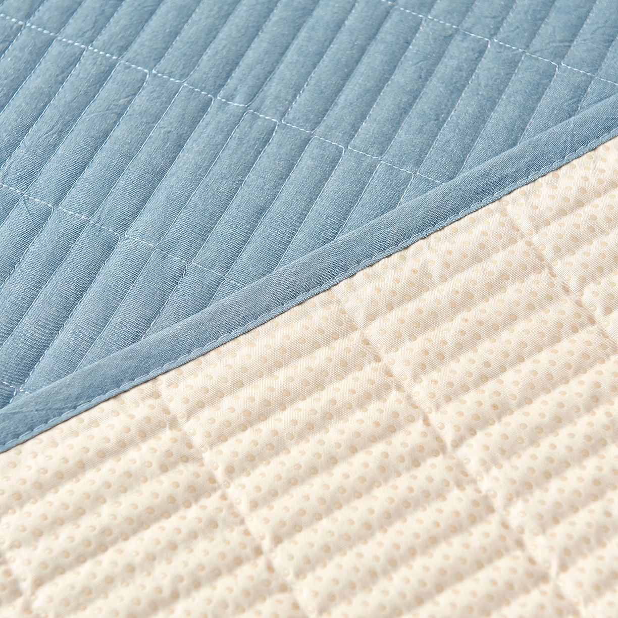 91家纺网 家纺一手货源 找家纺 拾小柒 2025新款A类全棉水洗棉床盖防水隔尿床护垫防滑隔脏姨妈垫 浅蓝色