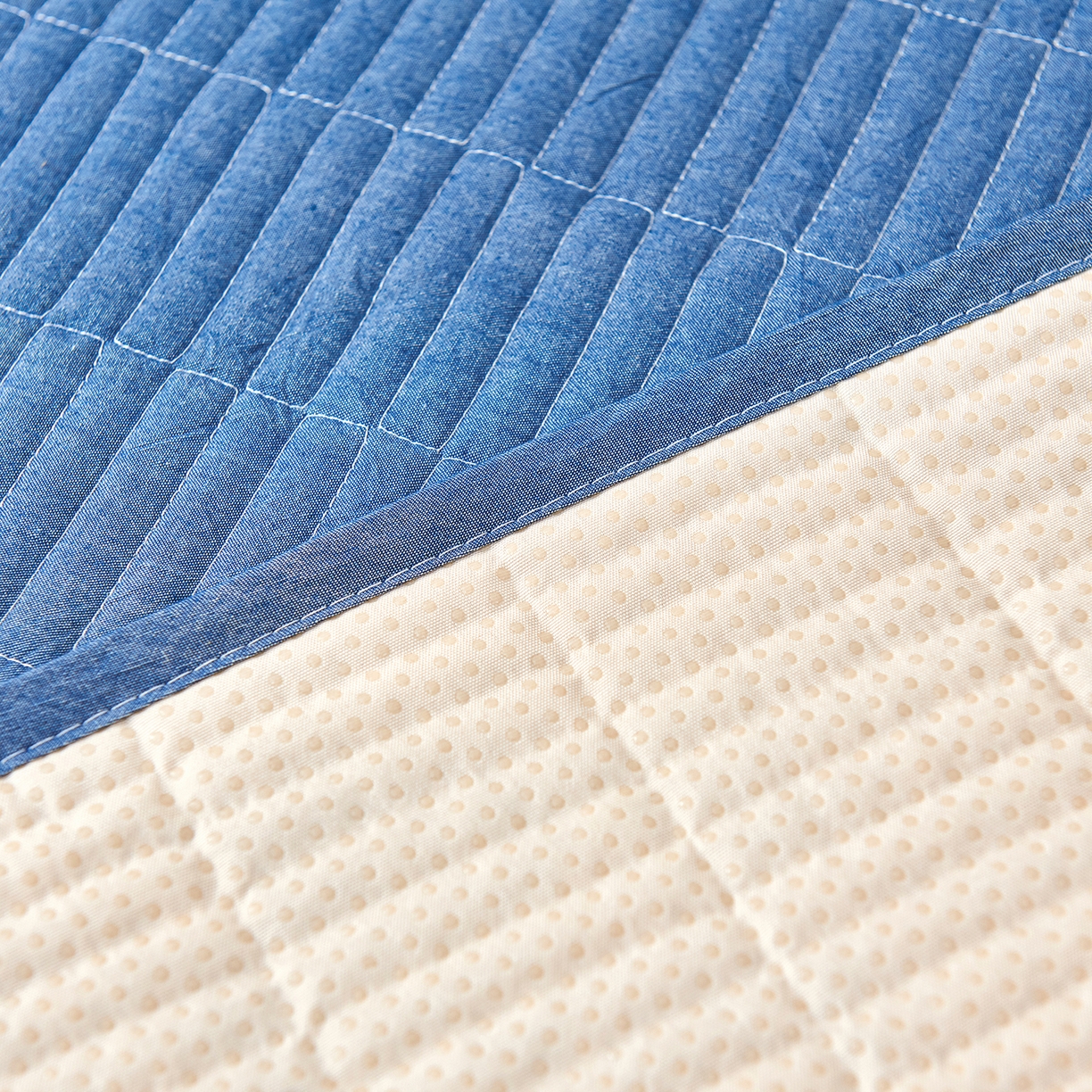 91家纺网 家纺一手货源 找家纺 拾小柒 2025新款A类全棉水洗棉床盖防水隔尿床护垫防滑隔脏姨妈垫 牛仔蓝