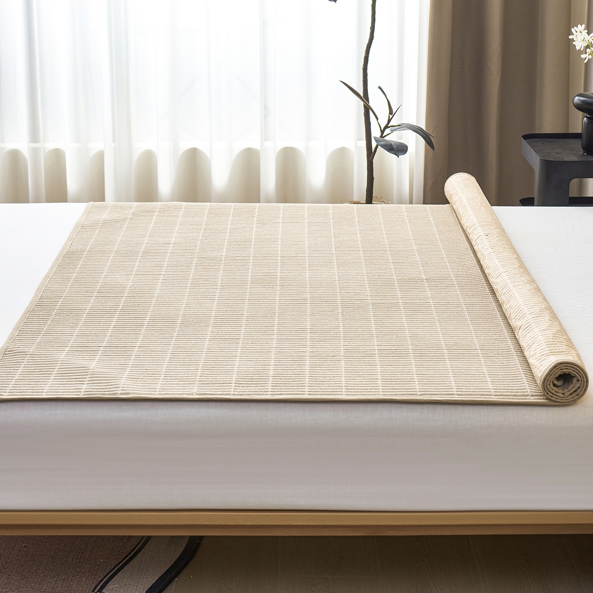 91家纺网 家纺一手货源 找家纺 拾小柒 2025新款A类全棉水洗棉床盖防水隔尿床护垫防滑隔脏姨妈垫 卡其色