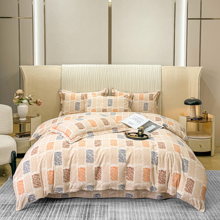 91家纺网 家纺一手货源 找家纺 木易家居 2026新款全棉磨毛印花四件套 印象欧风