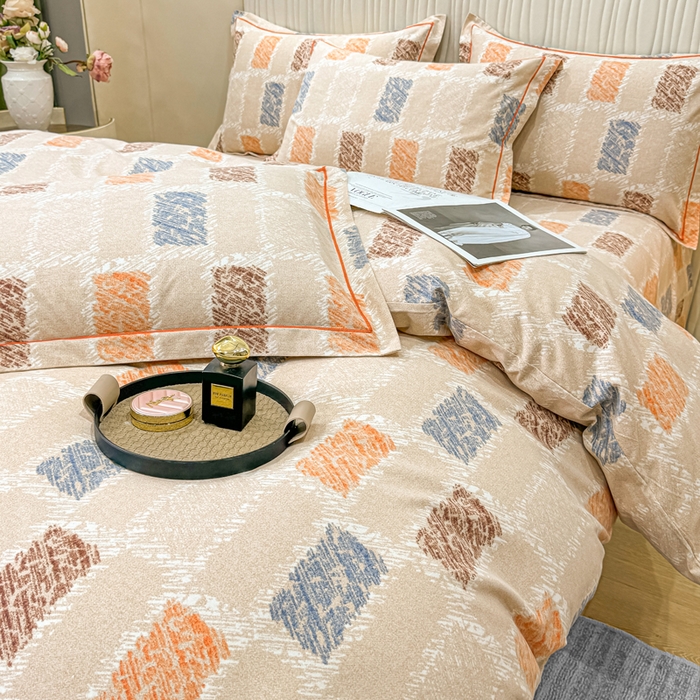 91家纺网 家纺一手货源 找家纺 木易家居 2026新款100%全棉纯棉加厚四件套（礼盒包装）（提供买家秀） 巴达木-咖