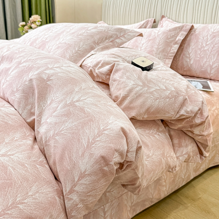 91家纺网 家纺一手货源 找家纺 木易家居 2026新款100%全棉纯棉加厚四件套（礼盒包装）（提供买家秀） 丰收季节-粉