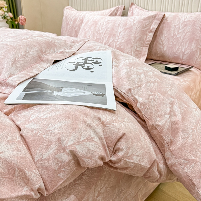 91家纺网 家纺一手货源 找家纺 木易家居 2026新款100%全棉纯棉加厚四件套（礼盒包装）（提供买家秀） 丰收季节-粉