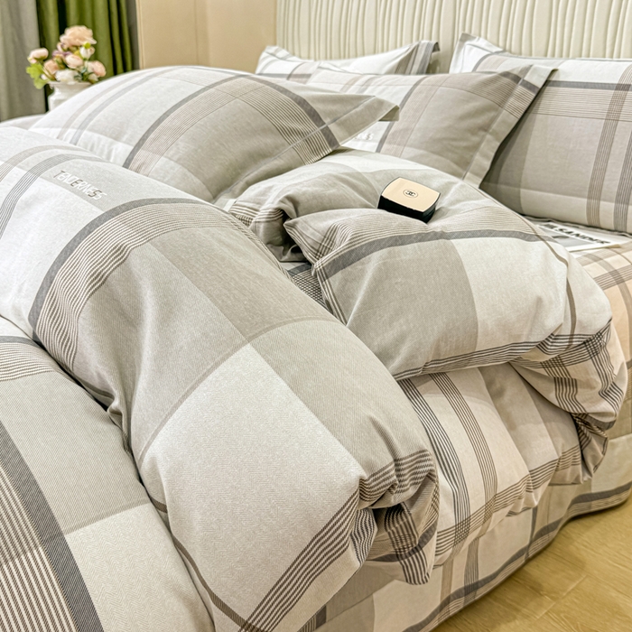 91家纺网 家纺一手货源 找家纺 木易家居 2026新款100%全棉纯棉加厚四件套（礼盒包装）（提供买家秀） 皇家风情-咖