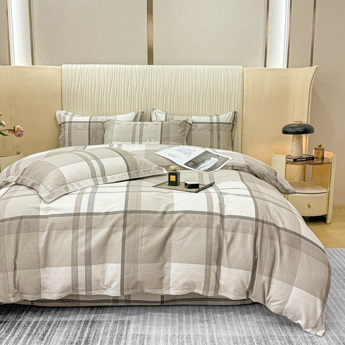 91家纺网 家纺一手货源 找家纺 木易家居 2026新款100%全棉纯棉加厚四件套（礼盒包装）（提供买家秀） 皇家风情-咖