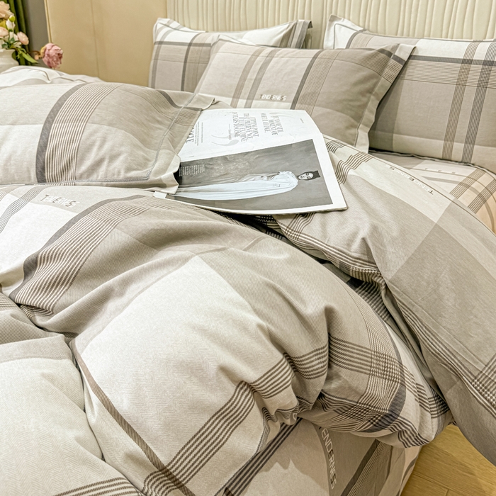 91家纺网 家纺一手货源 找家纺 木易家居 2026新款100%全棉纯棉加厚四件套（礼盒包装）（提供买家秀） 皇家风情-咖