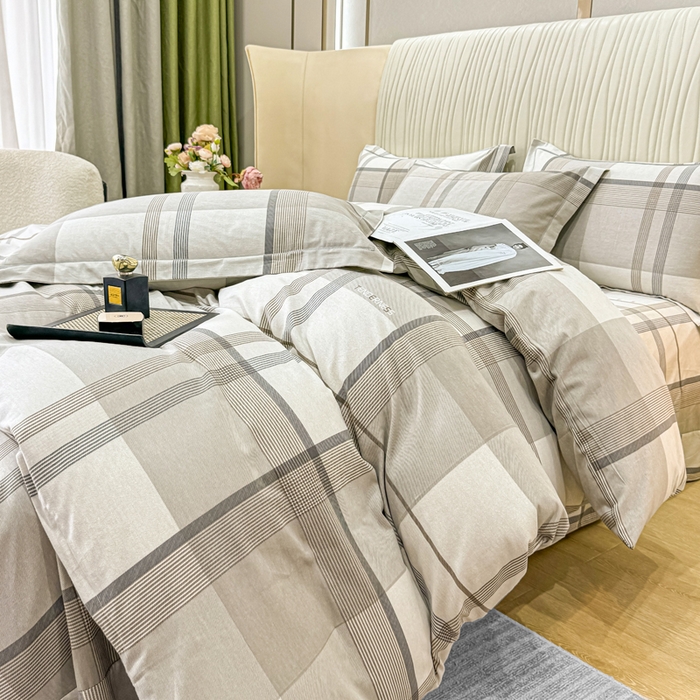 91家纺网 家纺一手货源 找家纺 木易家居 2026新款100%全棉纯棉加厚四件套（礼盒包装）（提供买家秀） 皇家风情-咖