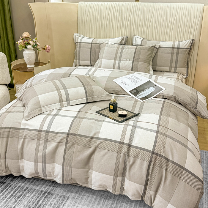 91家纺网 家纺一手货源 找家纺 木易家居 2026新款100%全棉纯棉加厚四件套（礼盒包装）（提供买家秀） 皇家风情-咖