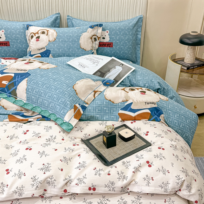 91家纺网 家纺一手货源 找家纺 木易家居 2026新款100%全棉纯棉加厚四件套（礼盒包装）（提供买家秀） 凯宝-蓝