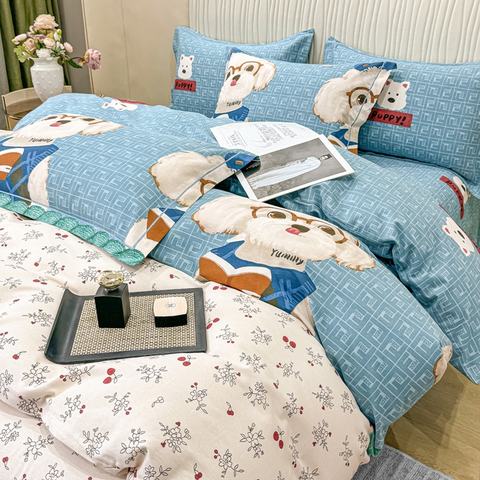 91家纺网 家纺一手货源 找家纺 木易家居 2026新款100%全棉纯棉加厚四件套（礼盒包装）（提供买家秀） 凯宝-蓝