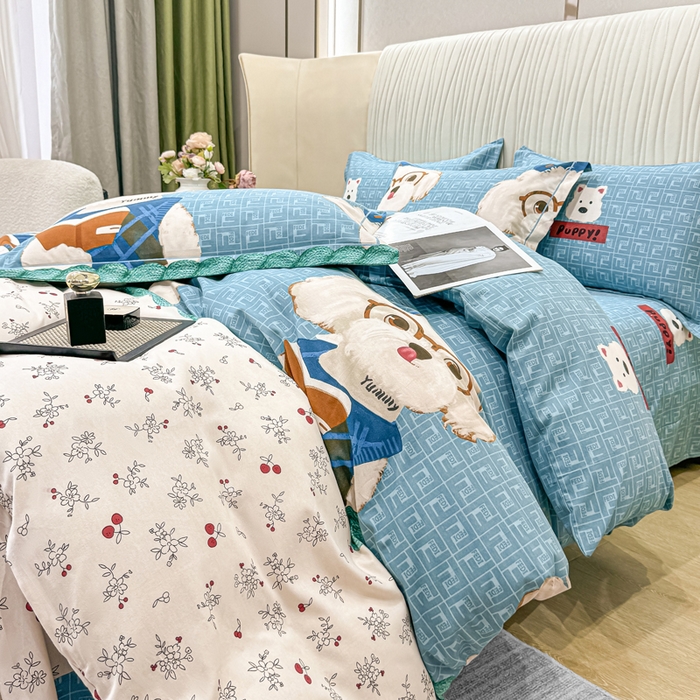 91家纺网 家纺一手货源 找家纺 木易家居 2026新款100%全棉纯棉加厚四件套（礼盒包装）（提供买家秀） 凯宝-蓝