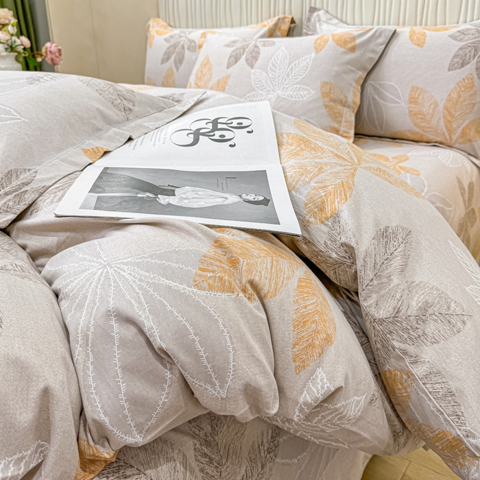 91家纺网 家纺一手货源 找家纺 木易家居 2026新款100%全棉纯棉加厚四件套（礼盒包装）（提供买家秀） 香山红叶-咖