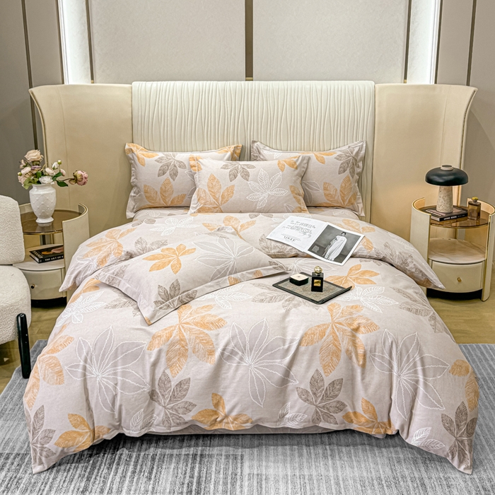 木易家居 2026新款100%全棉纯棉加厚四件套（礼盒包装）（提供买家秀） 香山红叶-咖