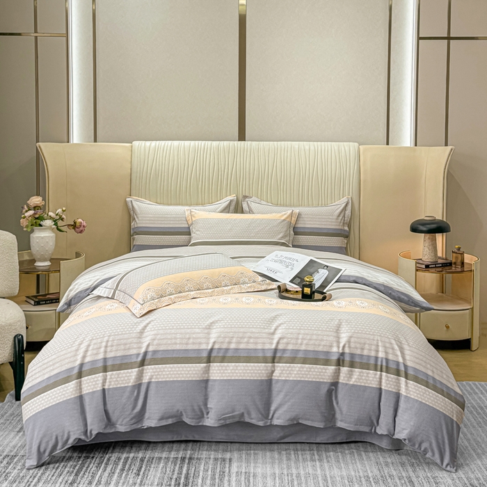 91家纺网 家纺一手货源 找家纺 木易家居 2026新款100%全棉纯棉加厚四件套（礼盒包装）（提供买家秀） 肖邦-灰