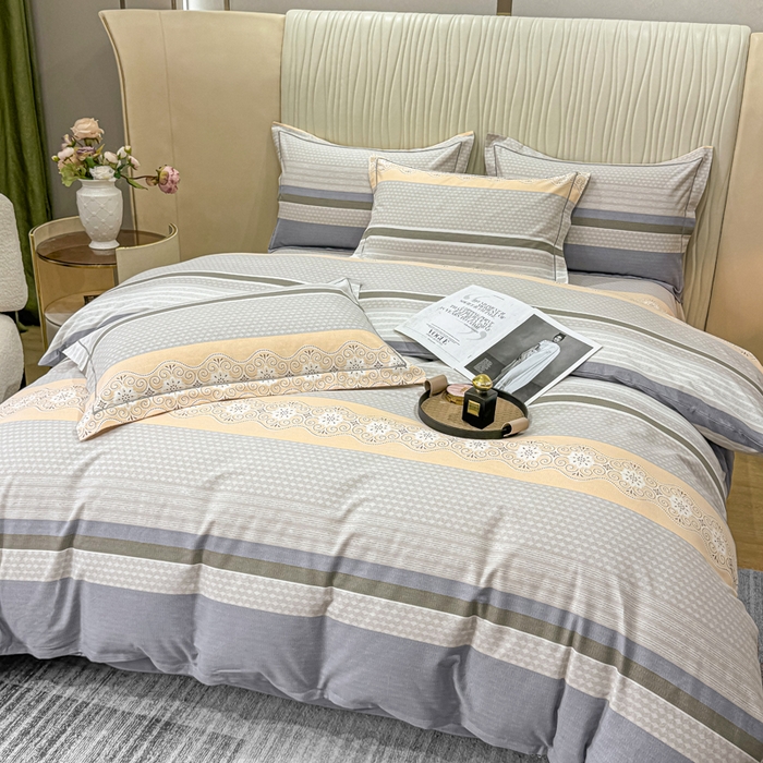 91家纺网 家纺一手货源 找家纺 木易家居 2026新款100%全棉纯棉加厚四件套（礼盒包装）（提供买家秀） 肖邦-灰