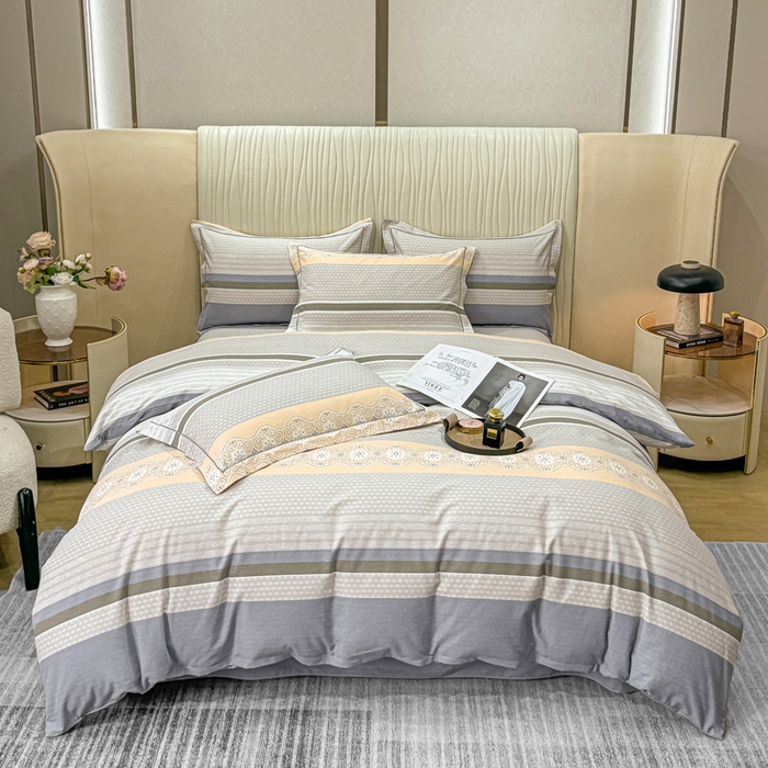 91家纺网 家纺一手货源 找家纺 木易家居 2026新款100%全棉纯棉加厚四件套（礼盒包装）（提供买家秀） 肖邦-灰