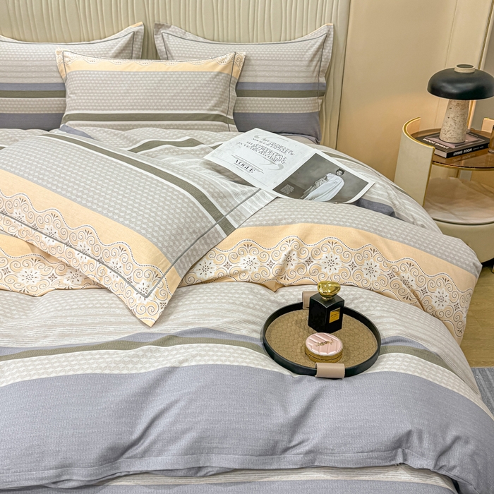91家纺网 家纺一手货源 找家纺 木易家居 2026新款100%全棉纯棉加厚四件套（礼盒包装）（提供买家秀） 肖邦-灰