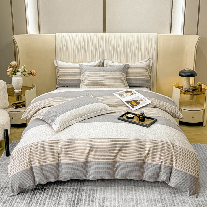 木易家居 2026新款100%全棉纯棉加厚四件套（礼盒包装）（提供买家秀） 亚马逊-灰