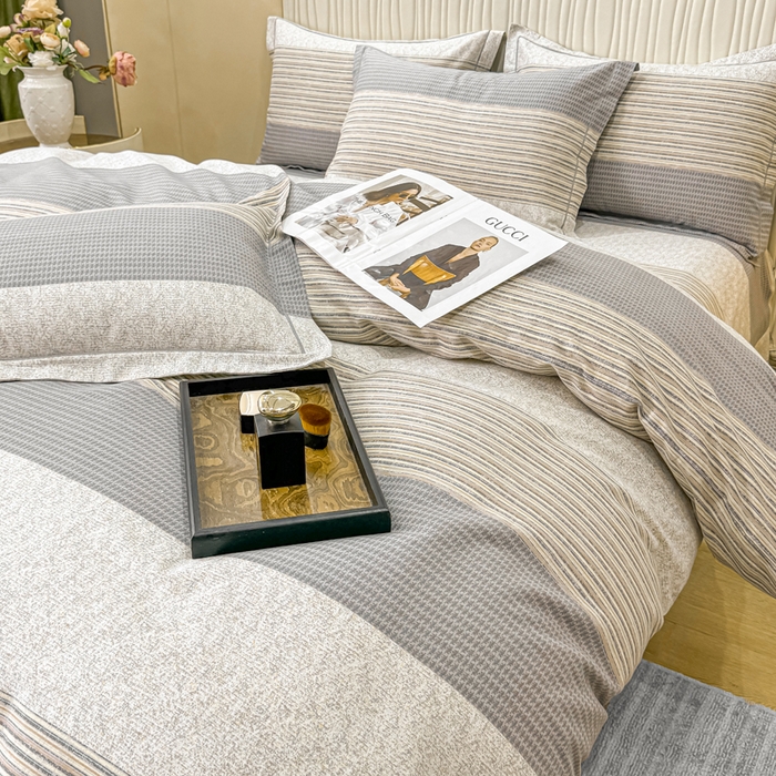 91家纺网 家纺一手货源 找家纺 木易家居 2026新款100%全棉纯棉加厚四件套（礼盒包装）（提供买家秀） 亚马逊-灰