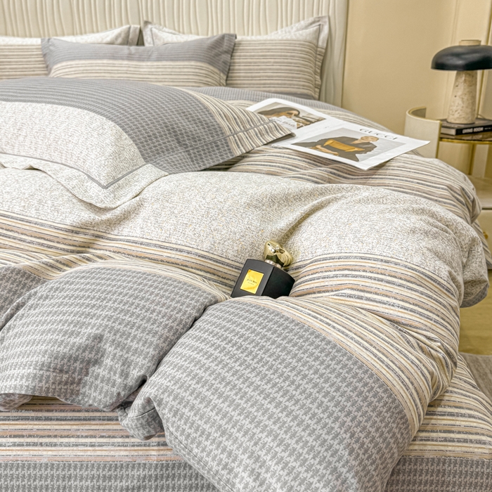 91家纺网 家纺一手货源 找家纺 木易家居 2026新款100%全棉纯棉加厚四件套（礼盒包装）（提供买家秀） 亚马逊-灰