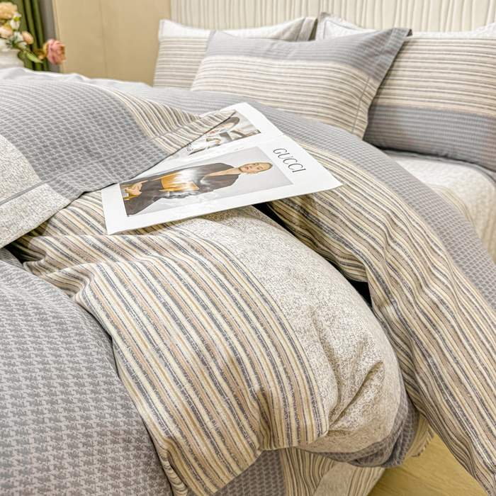 91家纺网 家纺一手货源 找家纺 木易家居 2026新款100%全棉纯棉加厚四件套（礼盒包装）（提供买家秀） 亚马逊-灰