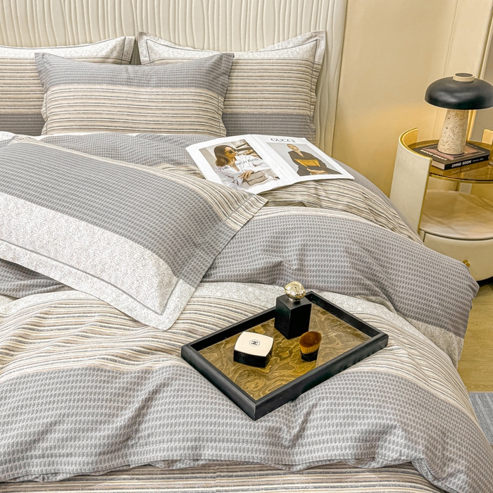 91家纺网 家纺一手货源 找家纺 木易家居 2026新款100%全棉纯棉加厚四件套（礼盒包装）（提供买家秀） 亚马逊-灰