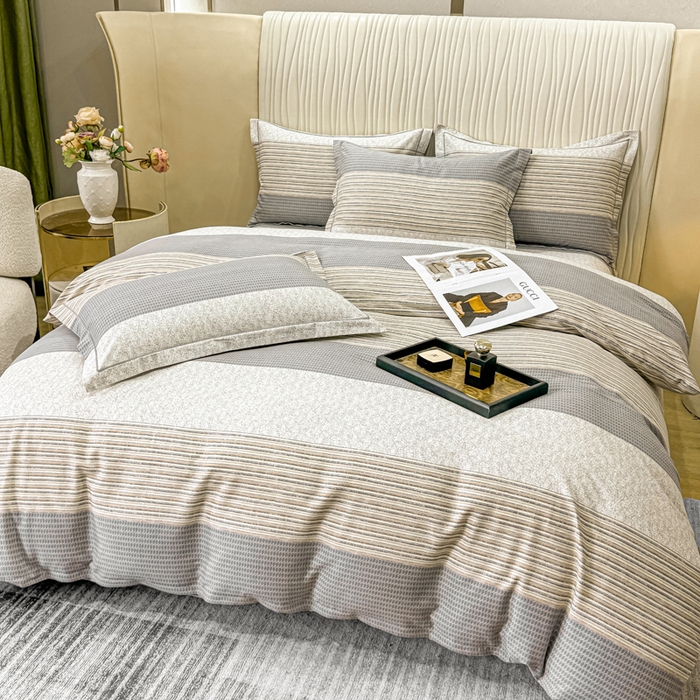 91家纺网 家纺一手货源 找家纺 木易家居 2026新款100%全棉纯棉加厚四件套（礼盒包装）（提供买家秀） 亚马逊-灰