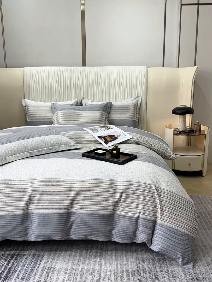 91家纺网 家纺一手货源 找家纺 木易家居 2026新款100%全棉纯棉加厚四件套（礼盒包装）（提供买家秀） 亚马逊-灰