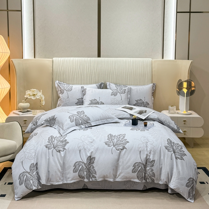 91家纺网 家纺一手货源 找家纺 木易家居 2026新款100%全棉纯棉加厚四件套（礼盒包装）（提供买家秀） 一叶知秋