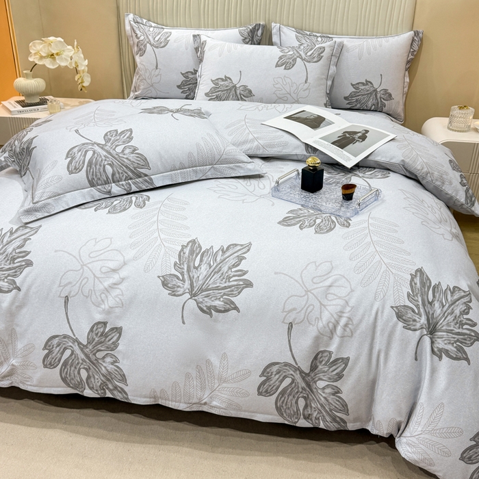 91家纺网 家纺一手货源 找家纺 木易家居 2026新款100%全棉纯棉加厚四件套（礼盒包装）（提供买家秀） 一叶知秋