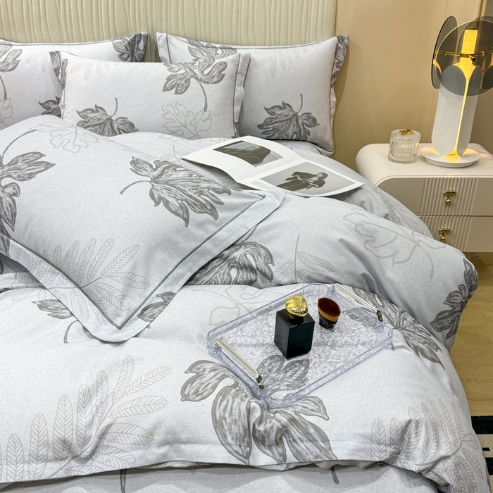 91家纺网 家纺一手货源 找家纺 木易家居 2026新款100%全棉纯棉加厚四件套（礼盒包装）（提供买家秀） 一叶知秋