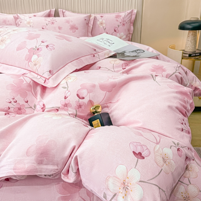 91家纺网 家纺一手货源 找家纺 木易家居 2026新款100%全棉纯棉加厚四件套（礼盒包装）（提供买家秀） 云雨轩-粉