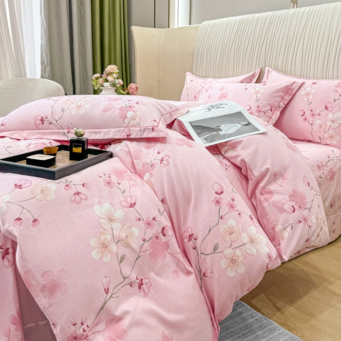 91家纺网 家纺一手货源 找家纺 木易家居 2026新款100%全棉纯棉加厚四件套（礼盒包装）（提供买家秀） 云雨轩-粉