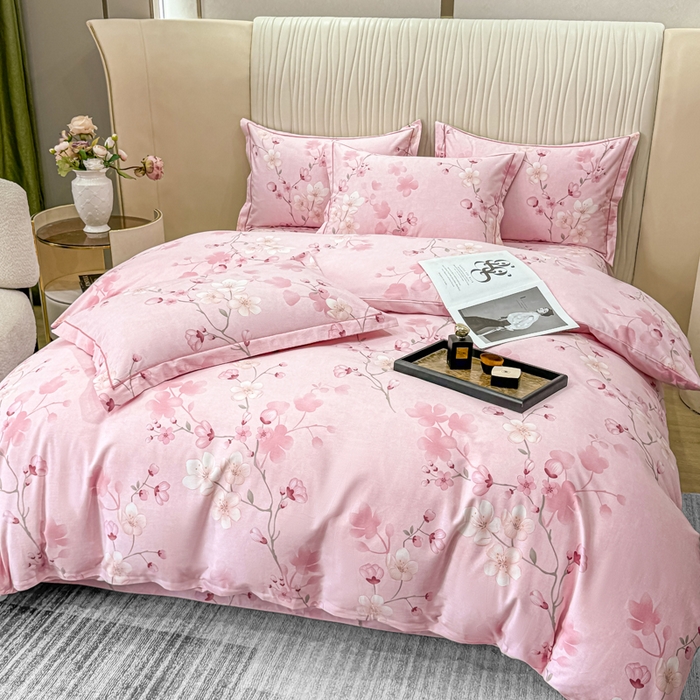 91家纺网 家纺一手货源 找家纺 木易家居 2026新款100%全棉纯棉加厚四件套（礼盒包装）（提供买家秀） 云雨轩-粉