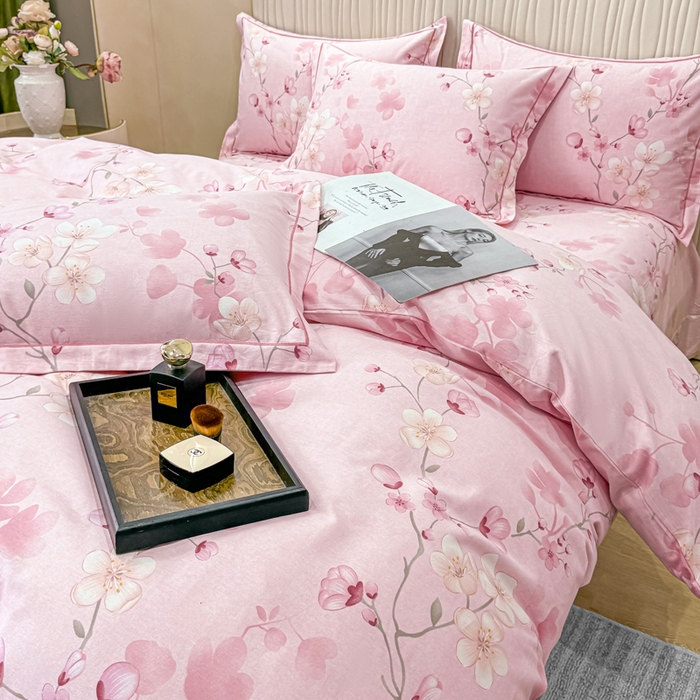 91家纺网 家纺一手货源 找家纺 木易家居 2026新款100%全棉纯棉加厚四件套（礼盒包装）（提供买家秀） 云雨轩-粉