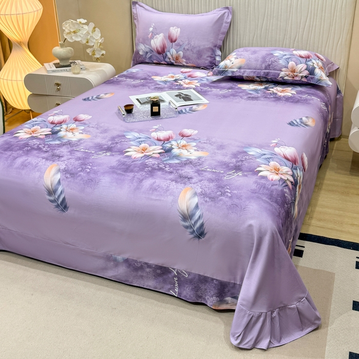 91家纺网 家纺一手货源 找家纺 木易家居 2026新款100%全棉纯棉加厚四件套（礼盒包装）（提供买家秀） 紫气东来