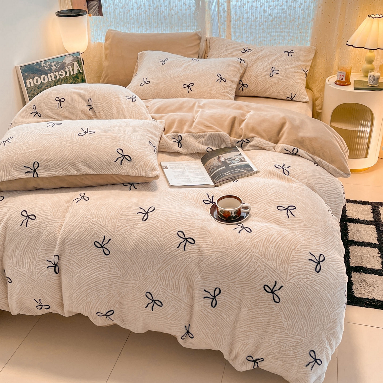 91家纺网 家纺一手货源 找家纺 （总）顺兴家居 2025新款高克重230克雕花牛奶绒四件套