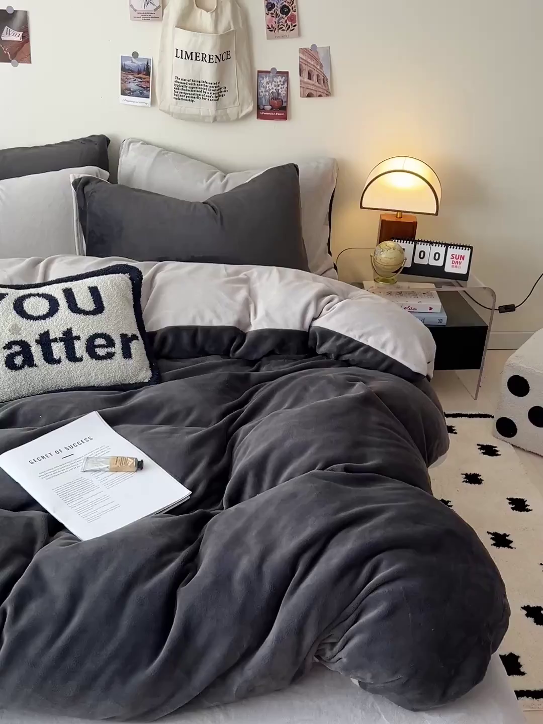 91家纺网 家纺一手货源 找家纺 顺兴家居 2025新款简约纯色双拼牛奶绒四件套（风格一） 高级灰+浅灰