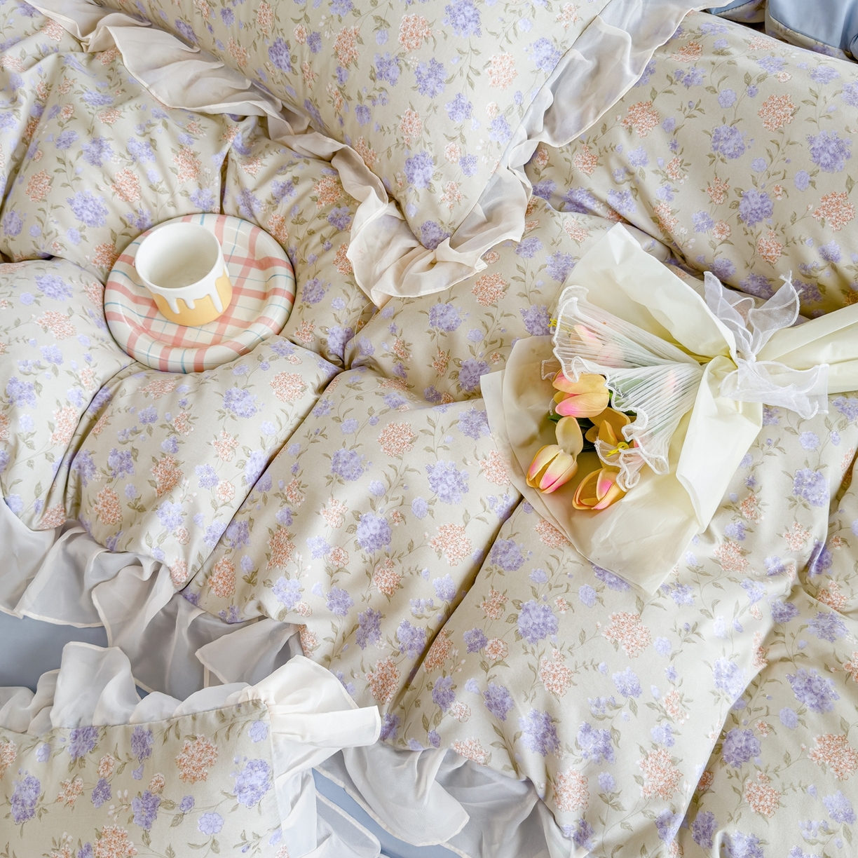 91家纺网 家纺一手货源 找家纺 （总）橘子家 2025新款云纱四件套