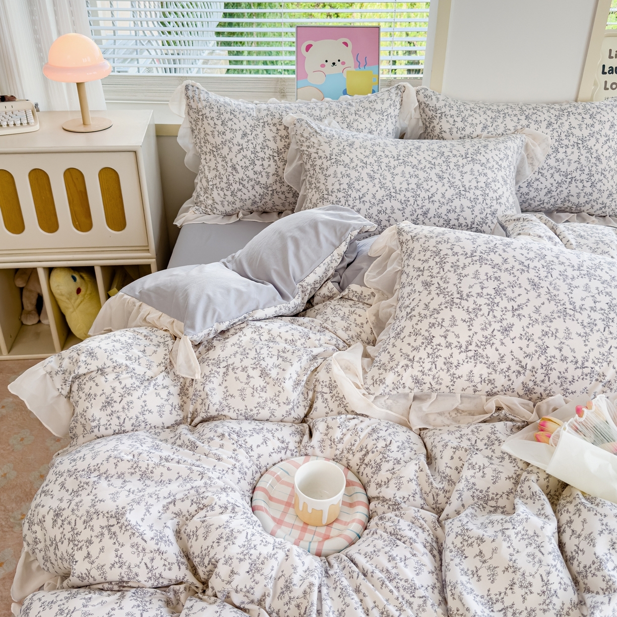 91家纺网 家纺一手货源 找家纺 橘子家 2025新款云纱四件套 芳草集