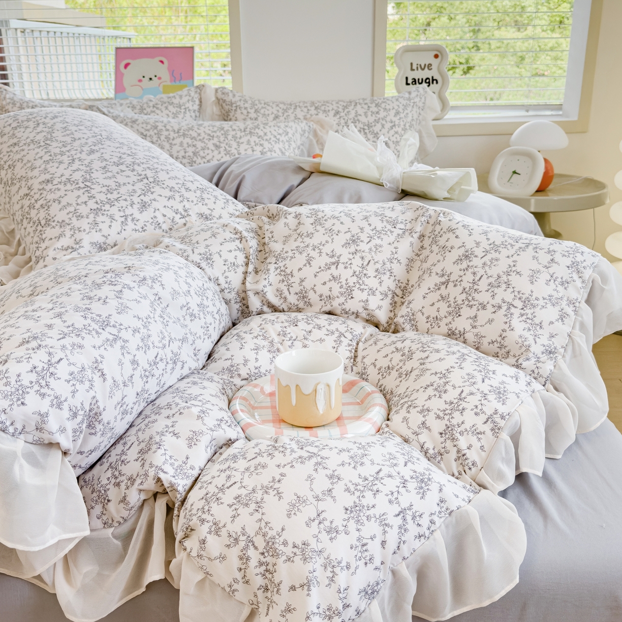 91家纺网 家纺一手货源 找家纺 橘子家 2025新款云纱四件套 芳草集