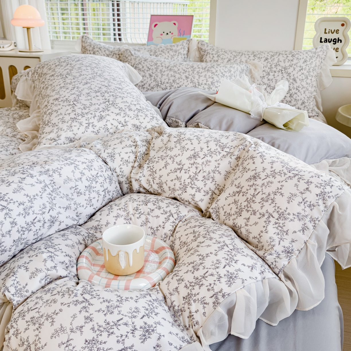 91家纺网 家纺一手货源 找家纺 橘子家 2025新款云纱四件套 芳草集