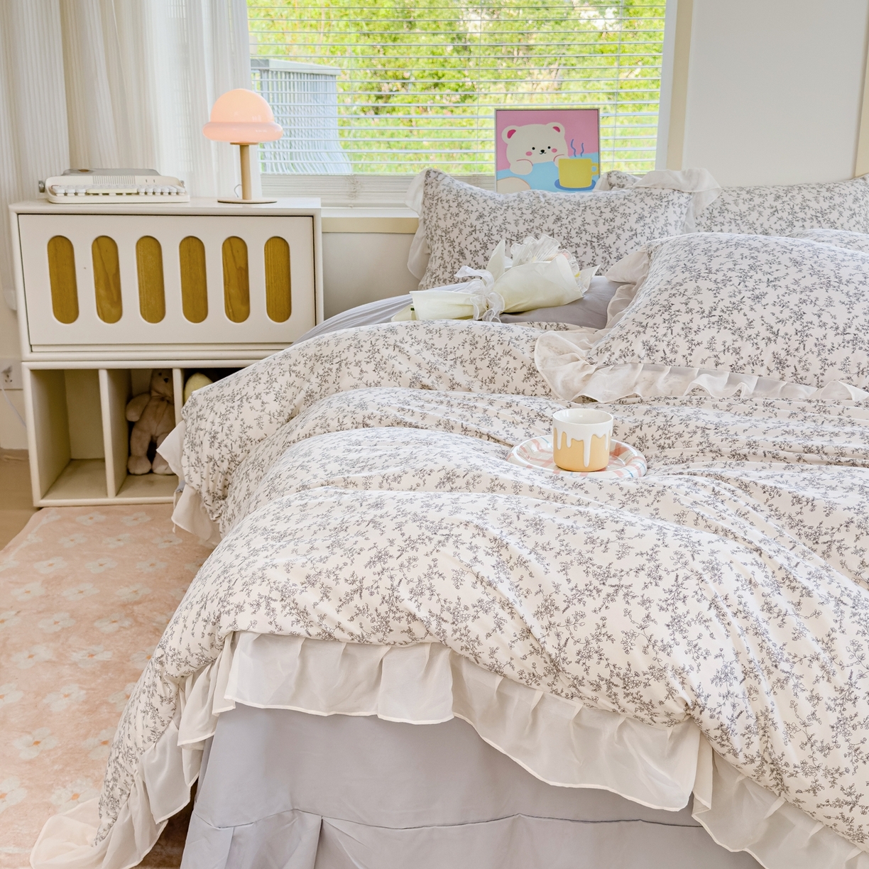 91家纺网 家纺一手货源 找家纺 橘子家 2025新款云纱四件套 芳草集