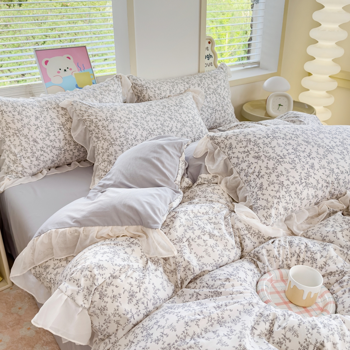 91家纺网 家纺一手货源 找家纺 橘子家 2025新款云纱四件套 芳草集