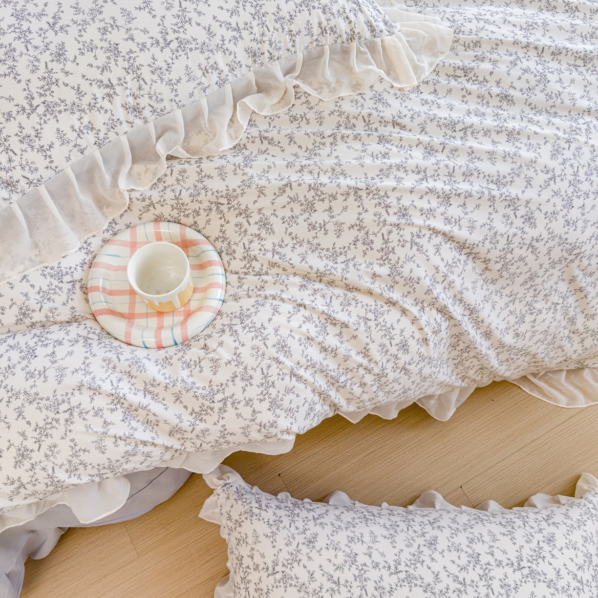 91家纺网 家纺一手货源 找家纺 橘子家 2025新款云纱四件套 芳草集