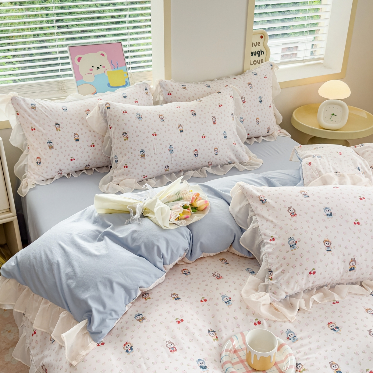 91家纺网 家纺一手货源 找家纺 橘子家 2025新款云纱四件套 拉布布