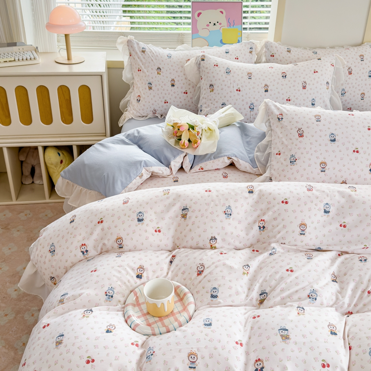 91家纺网 家纺一手货源 找家纺 橘子家 2025新款云纱四件套 拉布布